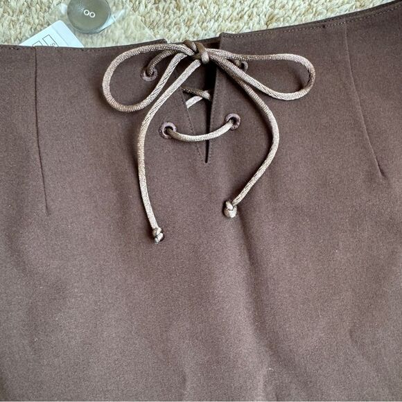 Anthropologie Elevenses Women’s Brown Button High Waisted A-Line Skirt size 2 - Picture 4 of 4